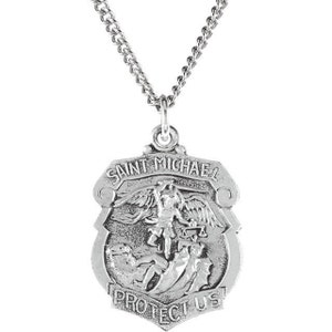 Sterling Silver St.Michael Medal 24&quot; Necklace