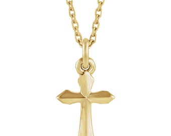 14K Yellow Gold Cross Necklace