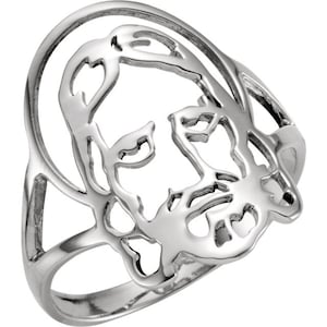 Sterling Silver Face of Jesus Ring