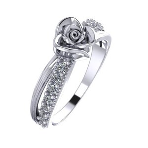 Diamond Rose Flower Petal Ring