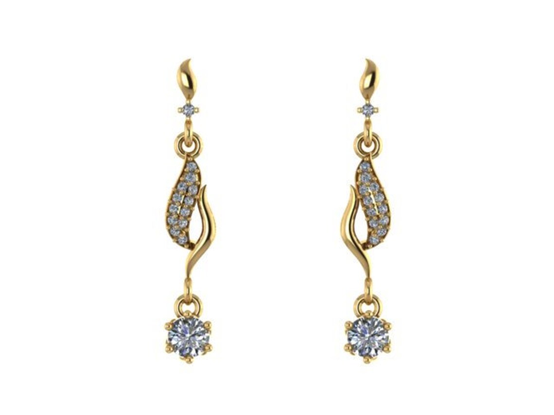 Diamond Dangle Drop Earrings Etsy