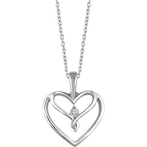 Sterling Silver Diamond Heart Necklace