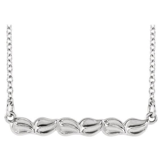 Sterling Silver Leaf Bar Necklace
