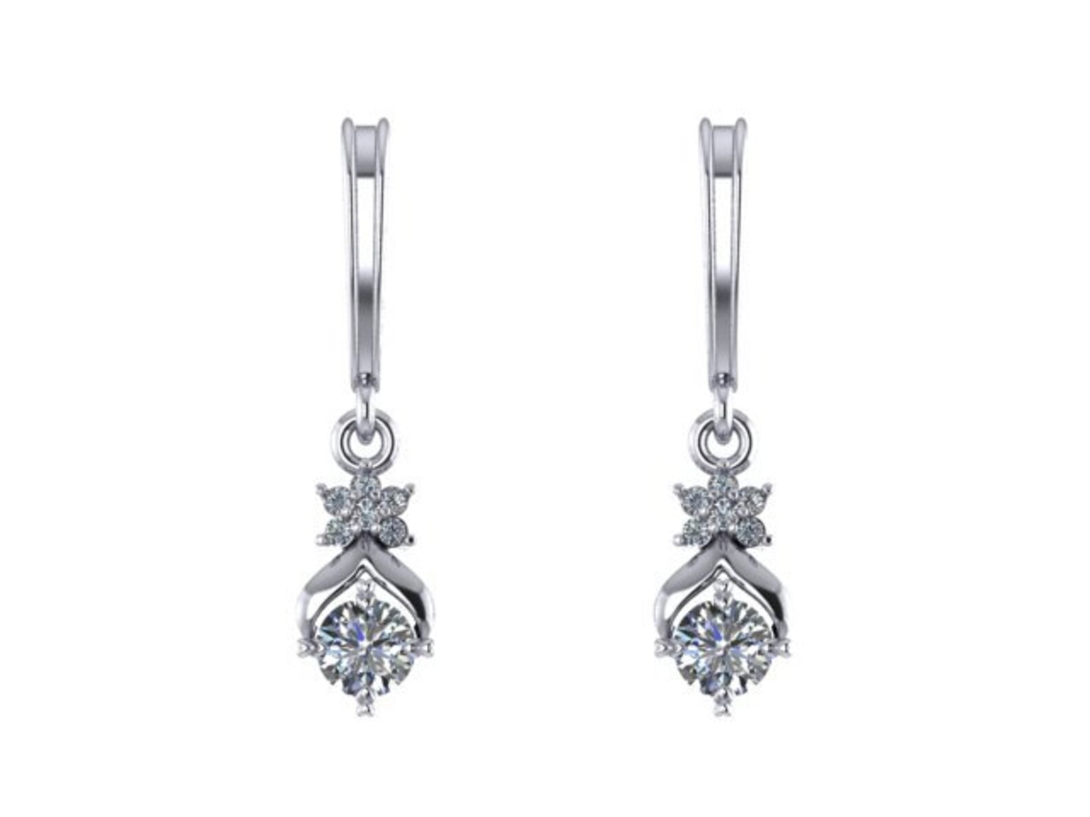 diamond flower drop earrings