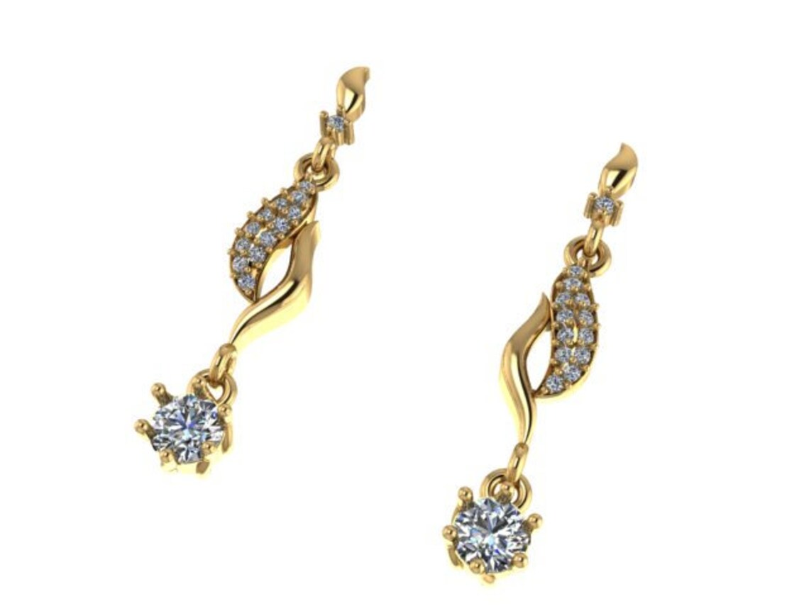 Diamond Dangle Drop Earrings Etsy