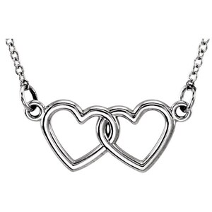 Sterling Silver Double Heart 16-18&quot; Necklace