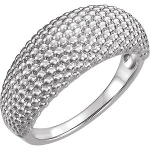 Sterling Silver Beaded Dome Ring