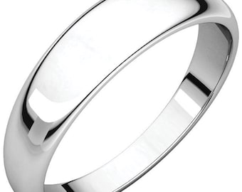 14K Yellow OR White Gold  5mm Half Round Tapered Band