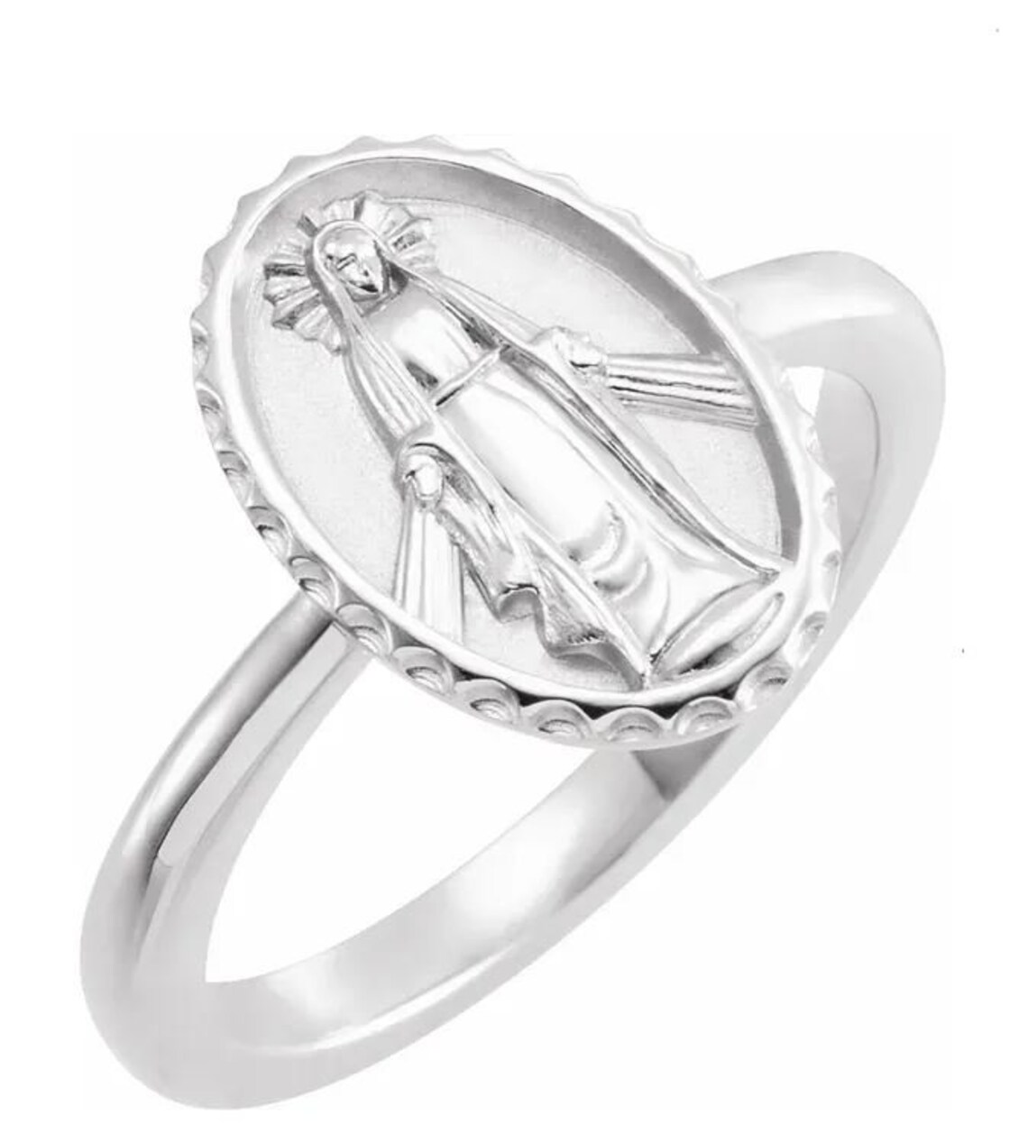Sterling Silver Miraculous Medal Ring Etsy UK