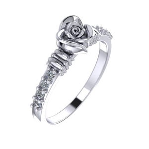 Diamond Single Rose Flower Ring