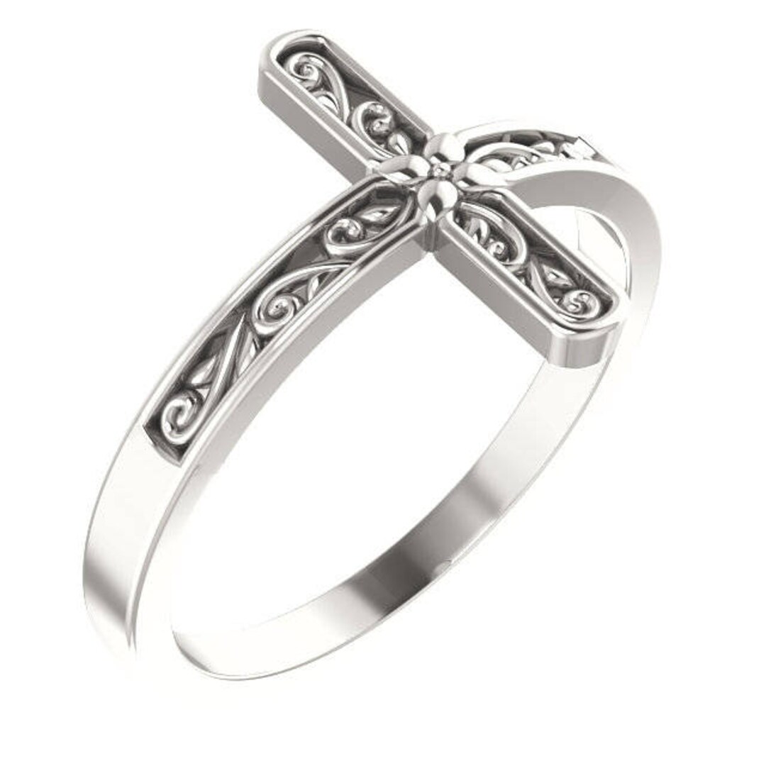 Lateral Cross Rings Sterling Silver Sideways Cross Ring - Etsy