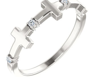 Sterling Silver Sideways Cross Ring