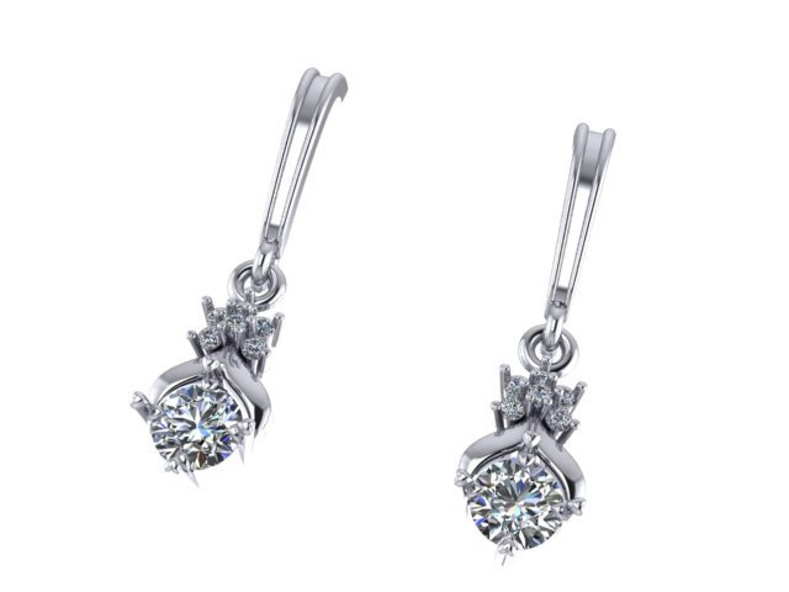 diamond flower drop earrings