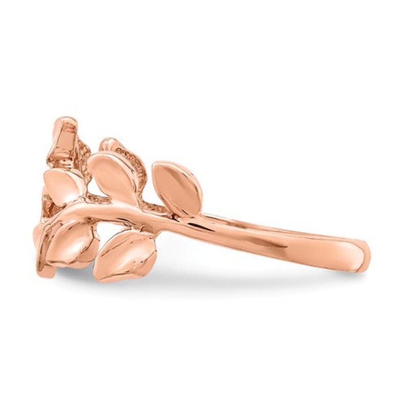 14K Rose Gold Leaf Ring Etsy