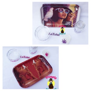 Black Stoner Girls Rolling Tray Set