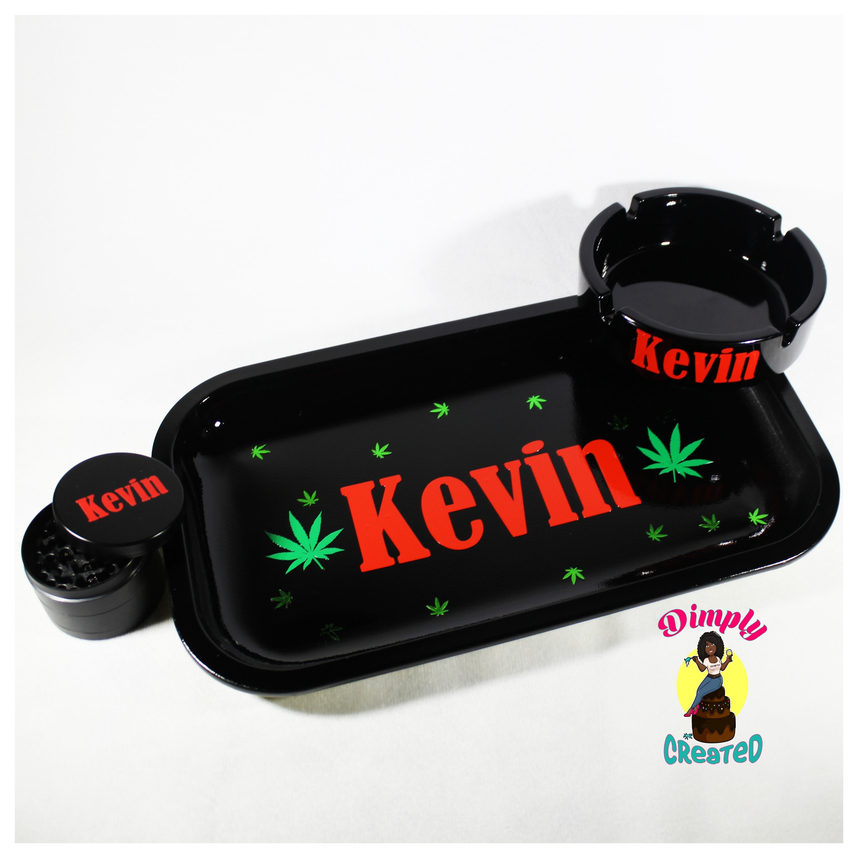 Name Rolling Tray Set Black 