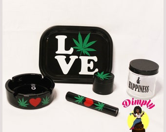 Love and Happiness Rolling Tray Set