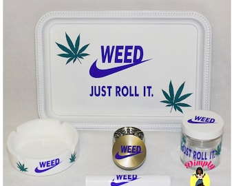 Black Just Roll It Weed Rolling Tray Set 