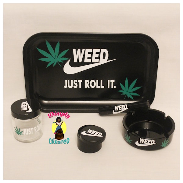 Black Just Roll It Weed Rolling Tray Set