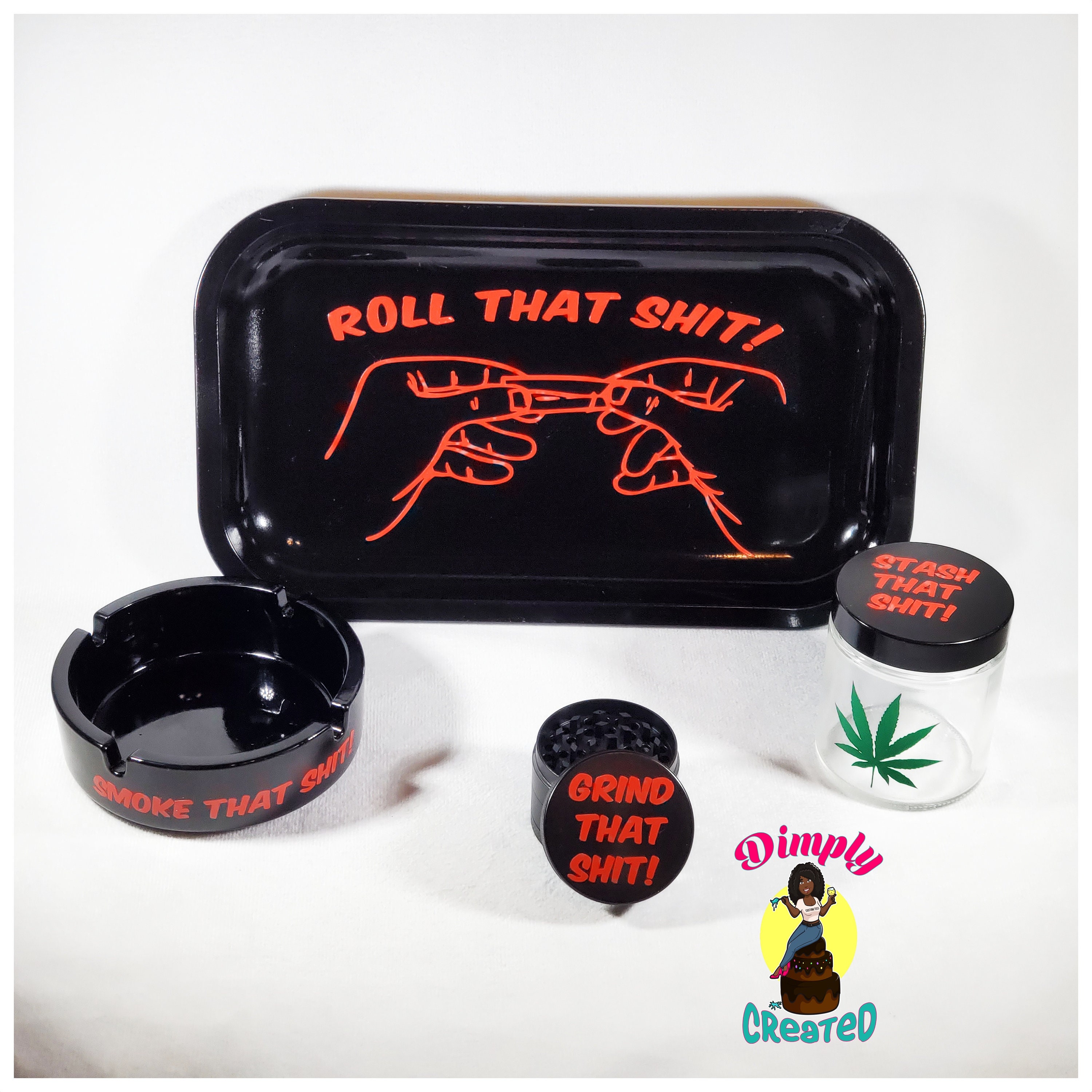 Black Just Roll It Weed Rolling Tray Set 