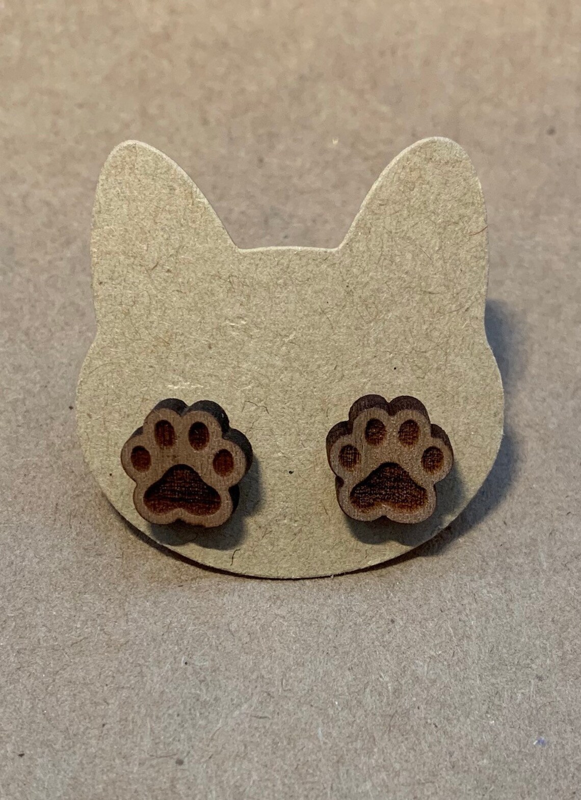 Wooden paw print stud earrings cat paw dog paw paw earrings Etsy