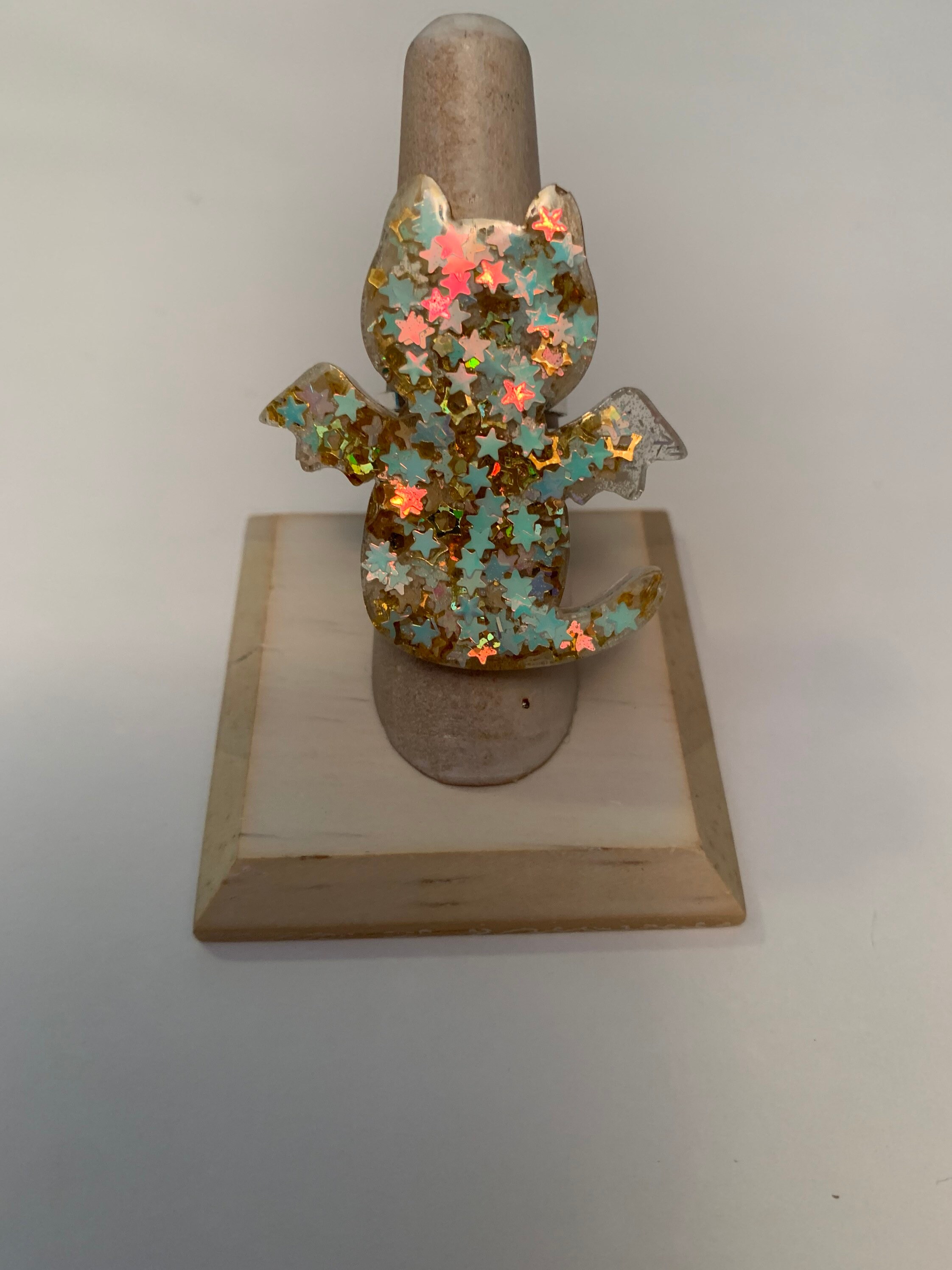 Ring. resin Ring. Glittery ring. Adjustable ring. Stainless Etsy