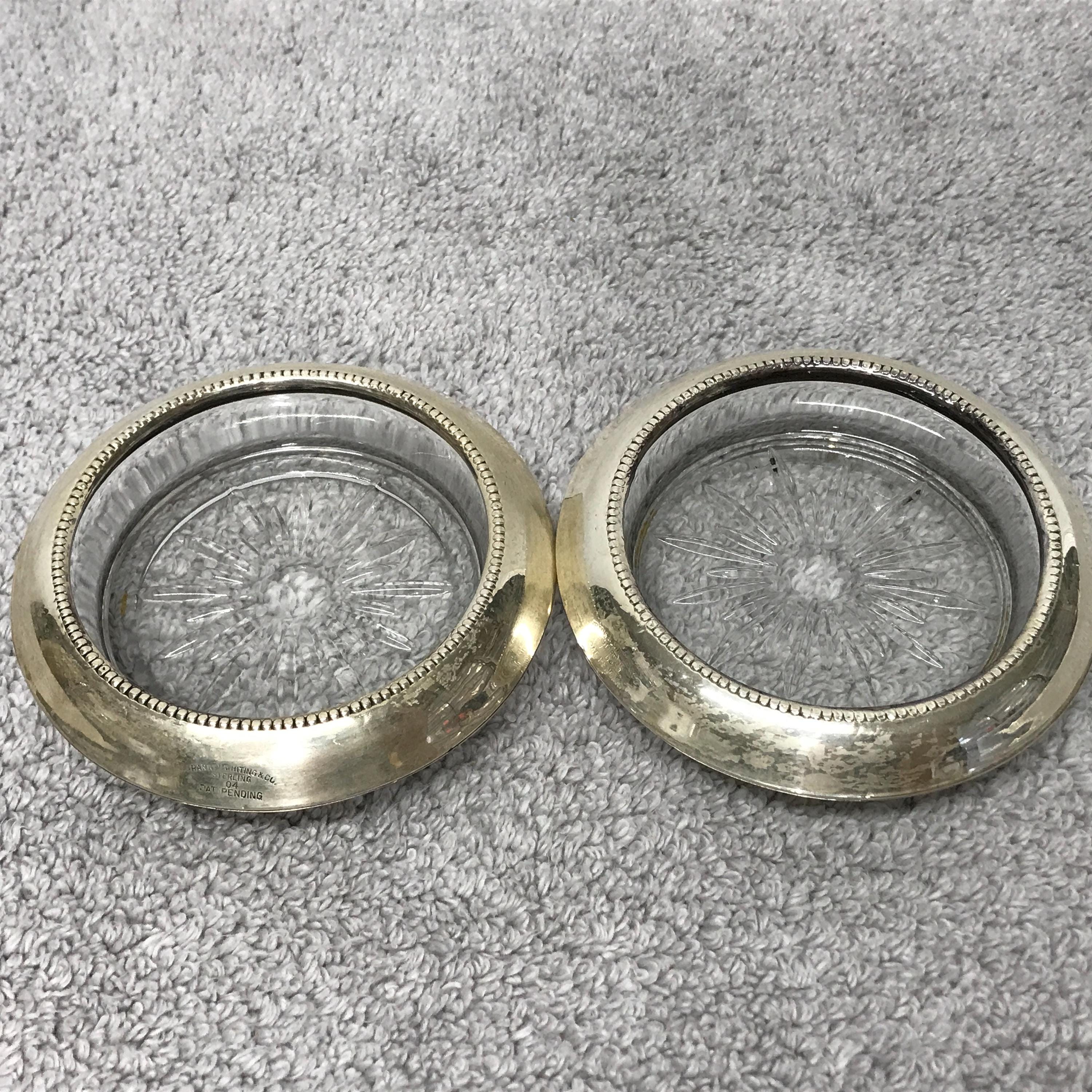 【FRANK M. WHITING】 【純銀/ガラス】コースター 5個組 Frank M Whiting - Etsy