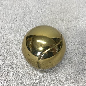 Vintage Brass Tennis Ball Paperweight Desk Decor Mancave Collectible 2.5&quot;