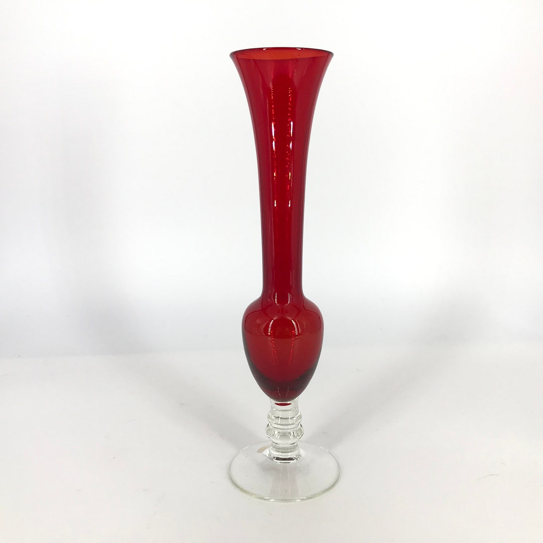 Lefton Blown Glass Glassworks Red Glass Bud Vase Made in Japan Etsy