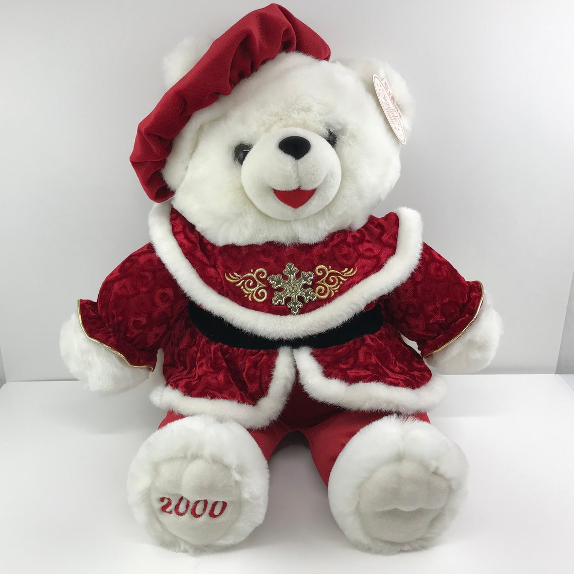 Dan Dee 2000 Snowflake Teddy Bear White Stuffed Plush Red | Etsy