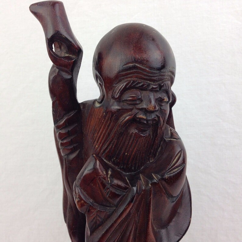 Immortal God of Longevity Statue Hand Carved Wooden Chinese Etsy