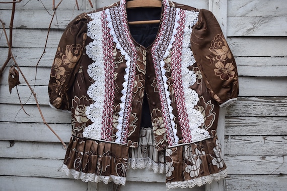 Antique (1930's) Hungarian Brown Brocade Jacket, c