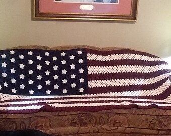 American Flag Crocheted Afghan Handmade
