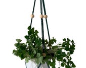 Macrame plant hanger with wooden beads