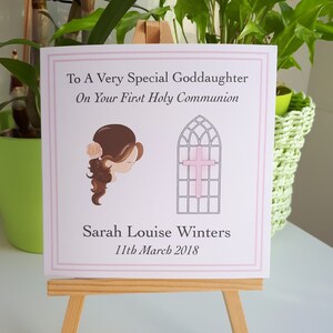 No seu cartão de primeira comunhão para uma menina, cartão religioso personalizado feito à mão, primeira comunhão para meninas, filha, neta, sobrinha