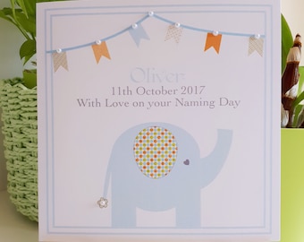 Personalised Baby Boy's Naming Day Card, Handmade Naming Day Card, Custom Card for a Boy's Naming day, Bespoke Baby Card