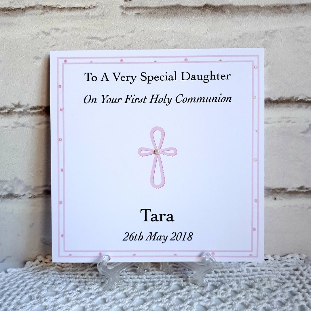First Holy Communion Card for A Girl, Personalised and Handmade ...