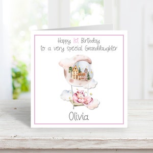 Cartão personalizado de unicórnio rosa para o primeiro aniversário de uma menina, cartão feito à mão para o segundo aniversário da neta, cartão de aniversário de qualquer idade para uma filha