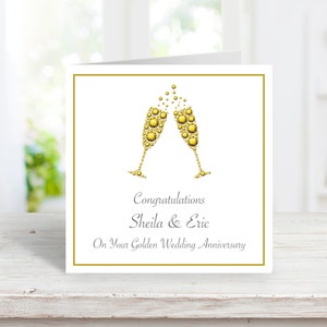50th Golden Wedding Anniversary Card, Handmade Personalised Congratulations Card, Parents, Grandparents, Friends, Wife, Husband
