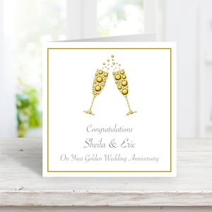 Cartão de 50º aniversário de casamento de ouro, cartão de felicitações personalizado feito à mão, pais, avós, amigos, esposa, marido
