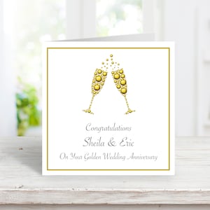 50th Golden Wedding Anniversary Card, Handmade Personalised Congratulations Card, Parents, Grandparents, Friends, Wife, Husband