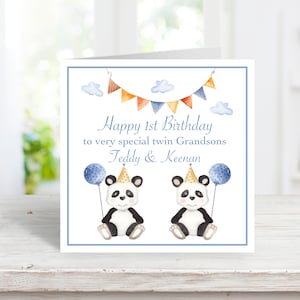 Carte d'anniversaire personnalisée pour garçons jumeaux pour tout âge, carte de 1er anniversaire faite main pour petits-fils jumeaux, carte souvenir d'anniversaire de fils jumeaux