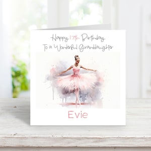 Cartão de aniversário personalizado da bailarina do adolescente de <br> Entrega Rápida? Neta | Filha | Primo | Amigo | Sobrinha | 12º 13º 14º 15º 16º 17º
