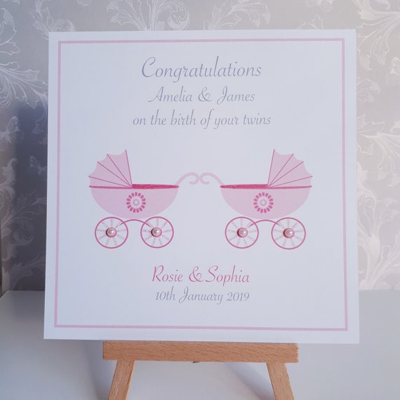 Personalised Handmade Newborn Baby Girl Card Proud Parents Granddaughter