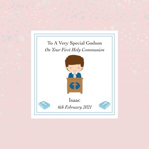 Carte personnalisée de première communion pour garçons, carte de jour de communion faite à la main, carte de communion pour un garçon, carte de 1ère communion
