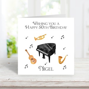 Tarjeta de cumpleaños de música personalizada para él, esposo pareja hijo nieto ahijado sobrino amigo primo 16 18 21 25 30 40 50