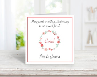 Carte D'anniversaire Corail, Carte D'anniversaire De Mariage Pour Maman