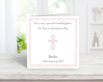 Personalisierte Konfirmationskarte für ein Mädchen, Patentochter Konfirmationskarte, handgemachte Karte zur Konfirmation der Tochter
