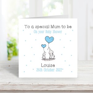 Personalisierte Babyparty Karte - Baby Junge - Mama zu sein - Mama zu sein - Babyparty Andenken - Neues Baby Herzlichen Glückwunsch - süße Elefant Karte