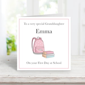 Carte personnalisée Premier jour à l'école, carte Premier jour à l'école pour fille, carte premier jour à l'école petite-fille